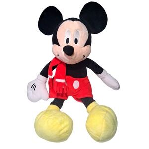 Disney Mickey Mouse Plush Stuffed Animal Red Scarf Yellow Shoes Large